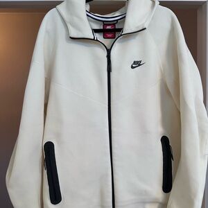 Nike Tech Cream and Black Zip Jacket with Red Logo Patch